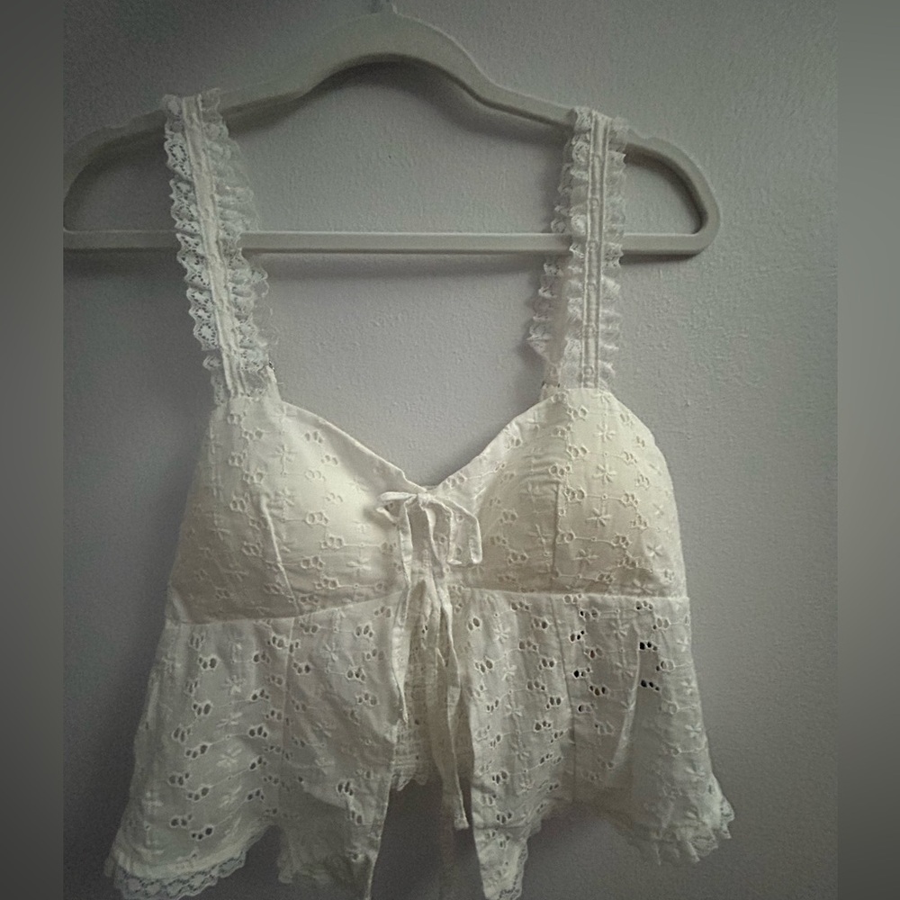 White Eyelet Lace Babydoll Camisole Top Cottagecore